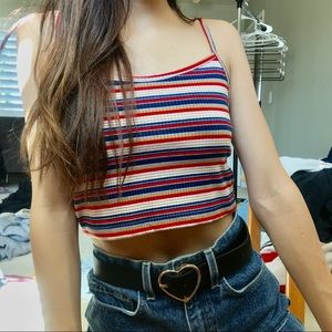 Striped cropped ribbed cami